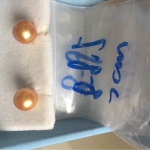 south china sea Gold pearl earrings aaa luster 8mm gold 14k post